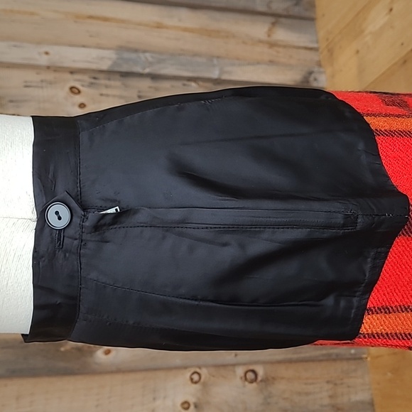 Petti Black Satin Red Plaid Pleated Knee Skirt - Picture 9 of 11